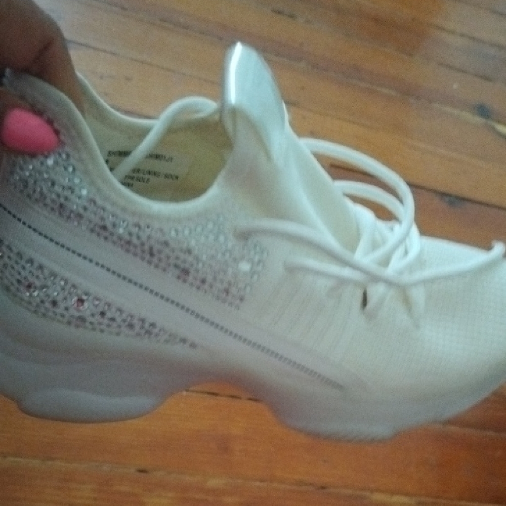 bebe Beige Sneakers with Sparkling Accents